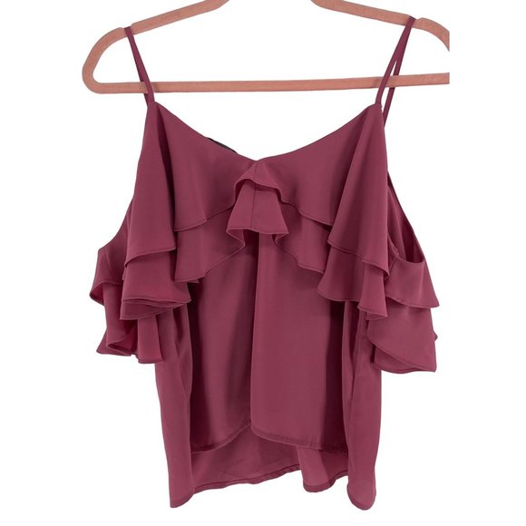 Forever 21 Women's Size Medium Mauve Pink Spaghetti Strap Ruffle Top - Picture 2 of 4